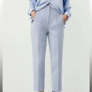 Zara high waist workwear cigarette pant in light blue